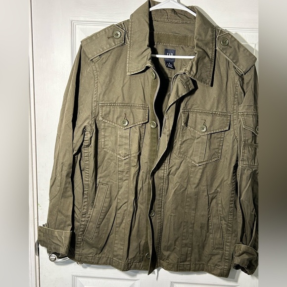 GAP Jackets & Blazers - GAP utility jacket in army green Size Medium. Zip and Button closure 100% Cotton